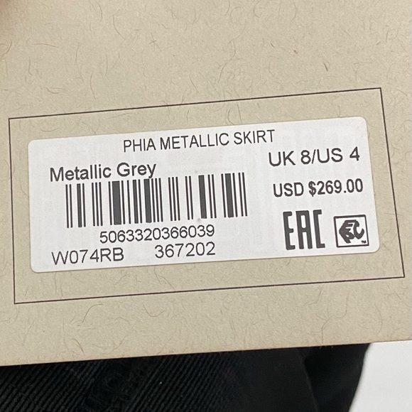 All Saints Phia Pleated Skirt Assymetrical Handkerchief Hem in Metallic Gray - Picture 11 of 11